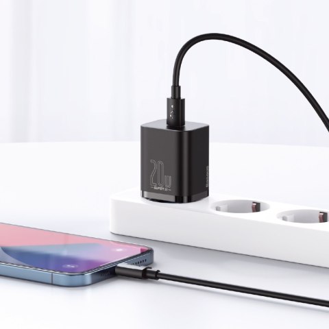 Baseus ładowarka sieciowa Super Si PD 20W 1x USB-C czarna + kabel USB-C - Lightning Baseus ładowarka sieciowa Super Si PD 20W 1x USB-C czarna + kabel USB-C - Lightning