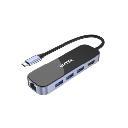 Unitek Hub USB-C 3.1 RJ-45 3xUSB-A HDMI 4K PD100W