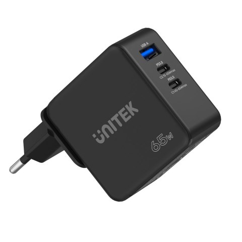 Unitek Ładowarka GaN, PD 65W, podróżna, 3 porty Unitek Ładowarka GaN, PD 65W, podróżna, 3 porty