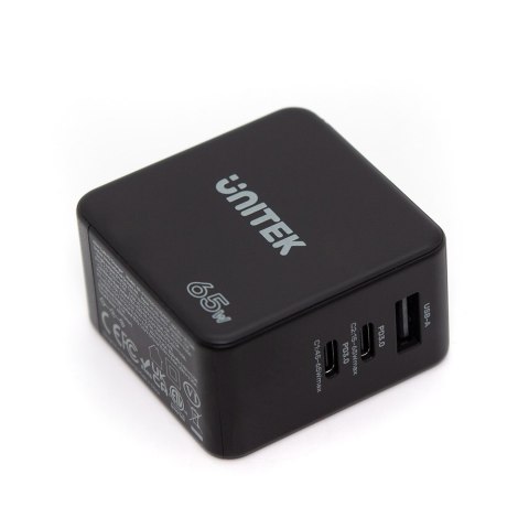 Unitek Ładowarka GaN, PD 65W, podróżna, 3 porty Unitek Ładowarka GaN, PD 65W, podróżna, 3 porty