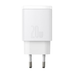 Baseus ładowarka sieciowa Compact PD 20W 1x USB-C 1x USB biała