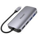 Unitek Aktywny hub USB-C 5Gbps, 2x HDMI 4K, czytnik kart, RJ-45, PD 100W