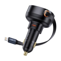 Baseus ładowarka samochodowa Enjoyment Pro Car Charger C+Retractable Type-C Cable 60W czarna