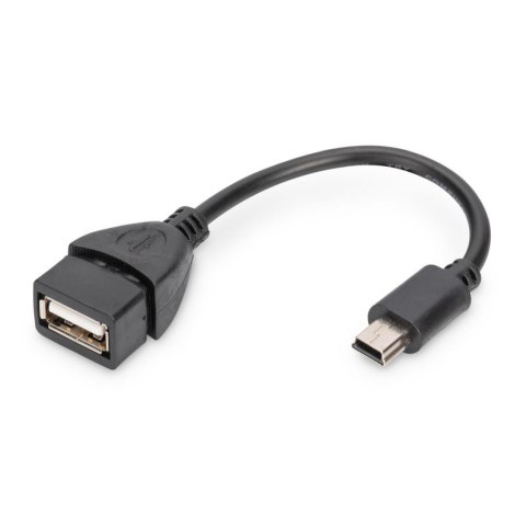 Kabel adapter USB 2.0 DIGITUS HighSpeed OTG Typ miniUSB B/USB A M/Ż czarny 0,2m Kabel adapter USB 2.0 DIGITUS HighSpeed OTG Typ miniUSB B/USB A M/Ż czarny 0,2m