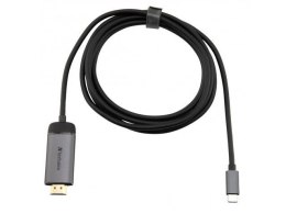 Kabel adapter Verbatim USB type-C(M) - HDMI(M) 1,5m (Thunderbolt 3) czarno-srebrny