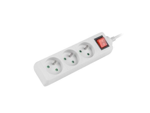 Listwa przedłużacz Lanberg 3m biała 3x 230V PL, z wyłącznikiem, kabel wykonany z pełnej miedzi Listwa przedłużacz Lanberg 3m biała 3x 230V PL, z wyłącznikiem, kabel wykonany z pełnej miedzi