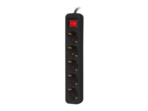 Listwa przedłużacz Lanberg 3m czarna 5x 230V Schuko z wyłącznikiem, kabel wykonany z pełnej miedzi Listwa przedłużacz Lanberg 3m czarna 5x 230V Schuko z wyłącznikiem, kabel wykonany z pełnej miedzi