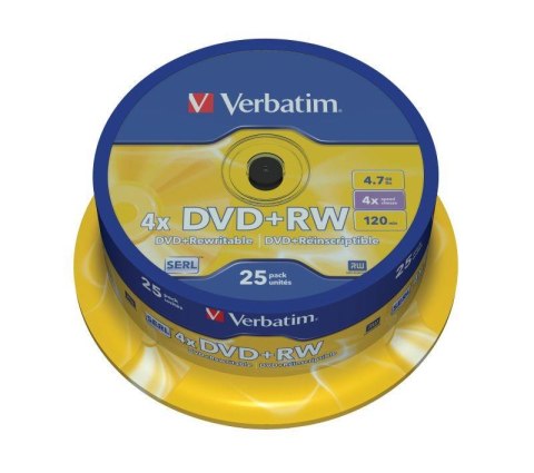 DVD+RW Verbatim 4x 4.7GB (Cake 25) MATT SILVER DVD+RW Verbatim 4x 4.7GB (Cake 25) MATT SILVER
